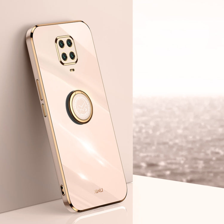 For Xiaomi Redmi Note 9S XINLI Straight Edge 6D Electroplate TPU Phone Case with Ring Holder(Pink) - Xiaomi Cases by XINLI | Online Shopping UK | buy2fix
