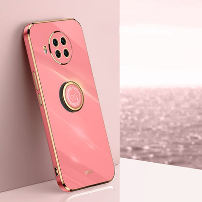 For Xiaomi Mi 10T Lite 5G XINLI Straight Edge 6D Electroplate TPU Phone Case with Ring Holder(Hawthorn Red) - Xiaomi Cases by XINLI | Online Shopping UK | buy2fix