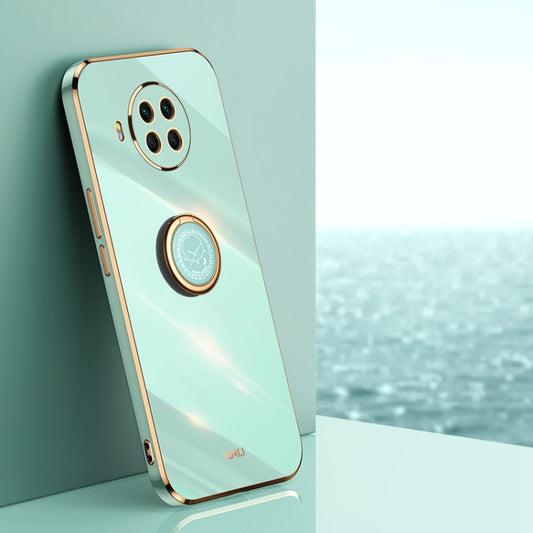 For Xiaomi Mi 10T Lite 5G XINLI Straight Edge 6D Electroplate TPU Phone Case with Ring Holder(Mint Green) - Xiaomi Cases by XINLI | Online Shopping UK | buy2fix