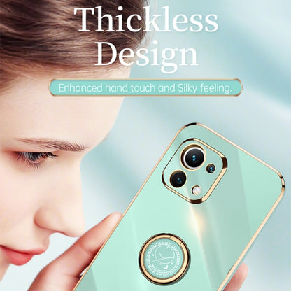 For Xiaomi Mi 11 Lite XINLI Straight Edge 6D Electroplate TPU Phone Case with Ring Holder(Pink) - Xiaomi Cases by XINLI | Online Shopping UK | buy2fix