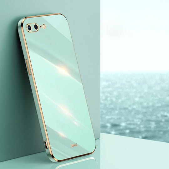 XINLI Straight Edge 6D Electroplate TPU Phone Case For iPhone 8 Plus / 7 Plus(Mint Green)