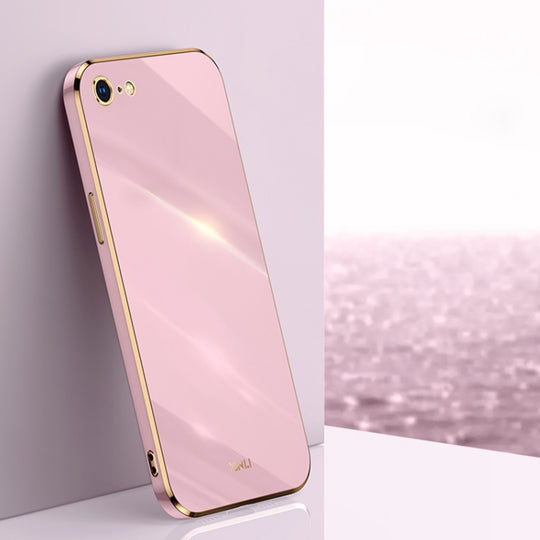 For iPhone SE 2022 / SE 2020 / 8 / 7 XINLI Straight Edge 6D Electroplate TPU Phone Case(Cherry Purple)