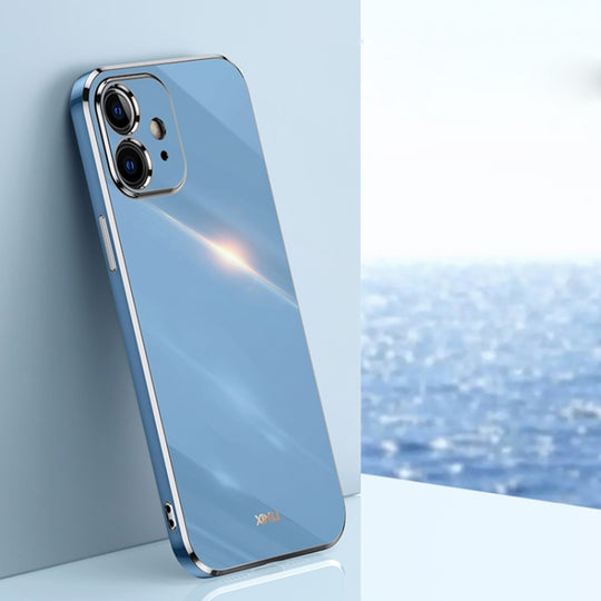 For iPhone 12 XINLI Straight Edge 6D Electroplate TPU Phone Case(Celestial Blue)