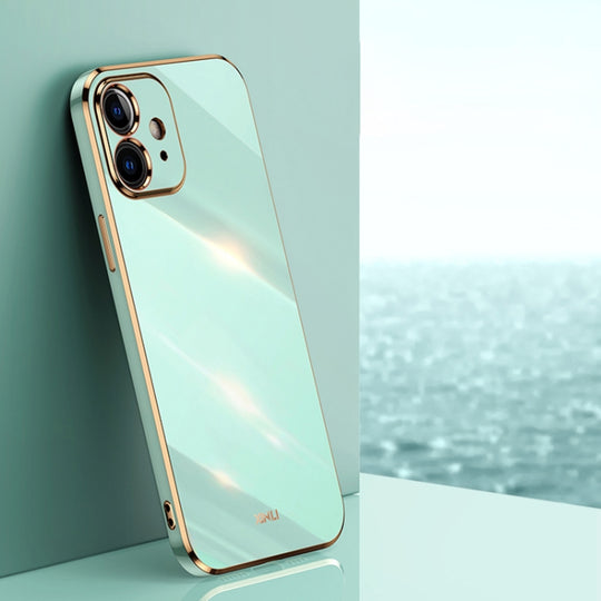 For iPhone 12 XINLI Straight Edge 6D Electroplate TPU Phone Case(Mint Green)