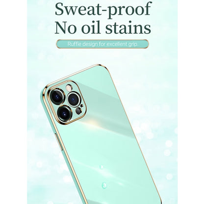 For iPhone 12 Pro XINLI Straight Edge 6D Electroplate TPU Phone Case(Cherry Purple) - iPhone 12 / 12 Pro Cases by XINLI | Online Shopping UK | buy2fix