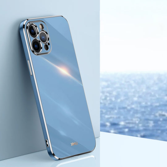 For iPhone 12 Pro XINLI Straight Edge 6D Electroplate TPU Phone Case(Celestial Blue)