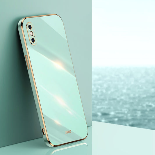 For iPhone X XINLI Straight Edge 6D Electroplate TPU Phone Case(Mint Green) - More iPhone Cases by XINLI | Online Shopping UK | buy2fix