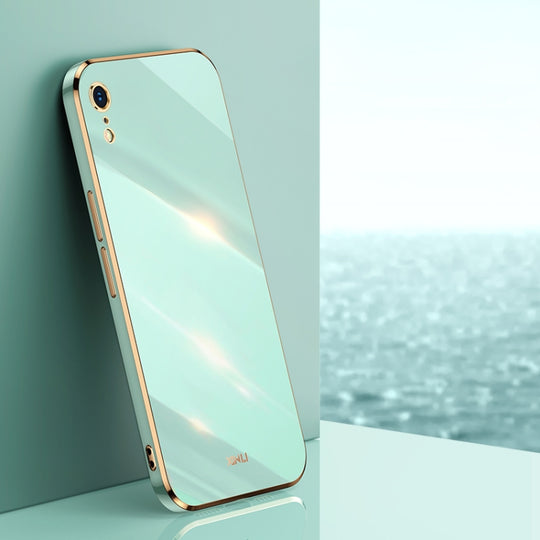 For iPhone XR XINLI Straight Edge 6D Electroplate TPU Phone Case(Mint Green)
