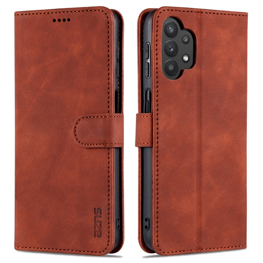 For Samsung Galaxy A32 5G AZNS Skin Feel Calf Texture Horizontal Flip Leather Case with Card Slots & Holder & Wallet(Brown)
