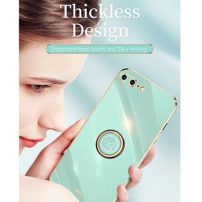 XINLI Straight Edge 6D Electroplate TPU Phone Case with Ring Holder For iPhone 6 / 6s(White) - More iPhone Cases by XINLI | Online Shopping UK | buy2fix