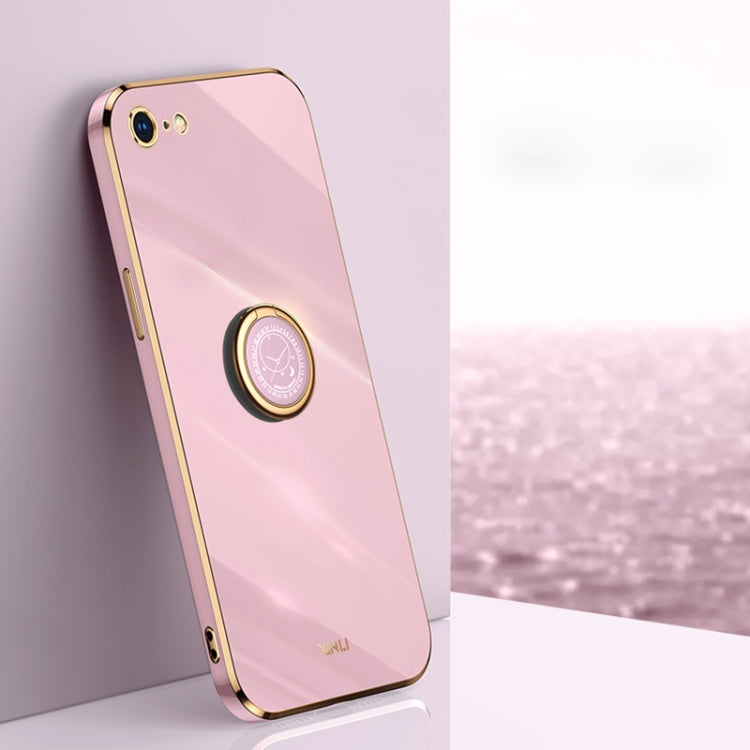 XINLI Straight Edge 6D Electroplate TPU Phone Case with Ring Holder For iPhone 6 Plus / 6s Plus(Cherry Purple) - More iPhone Cases by XINLI | Online Shopping UK | buy2fix