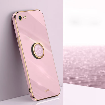 XINLI Straight Edge 6D Electroplate TPU Phone Case with Ring Holder For iPhone 6 Plus / 6s Plus(Cherry Purple) - More iPhone Cases by XINLI | Online Shopping UK | buy2fix