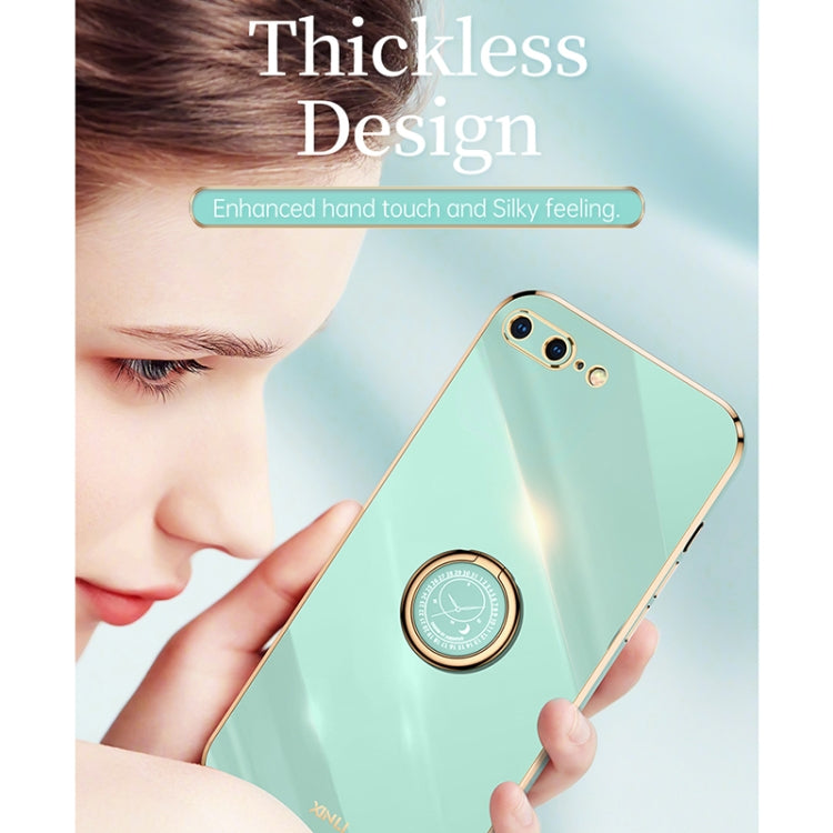XINLI Straight Edge 6D Electroplate TPU Phone Case with Ring Holder For iPhone 8 Plus / 7 Plus(Pink) - More iPhone Cases by XINLI | Online Shopping UK | buy2fix