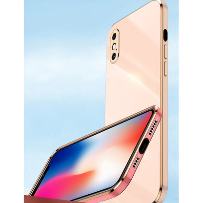 For iPhone X XINLI Straight Edge 6D Electroplate TPU Phone Case with Ring Holder(Mint Green) - More iPhone Cases by XINLI | Online Shopping UK | buy2fix