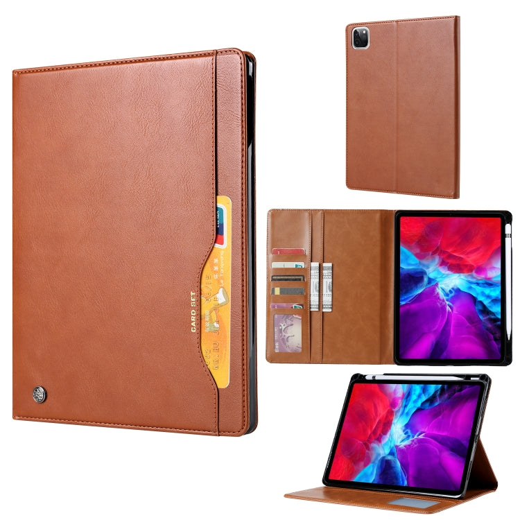 For iPad Pro 11 2022 / 2021 Knead Skin Texture Horizontal Flip Leather Tablet Case with Photo Frame & Holder & Card Slots & Wallet (Brown) - iPad Pro 11 (2022/2021) Cases by buy2fix | Online Shopping UK | buy2fix