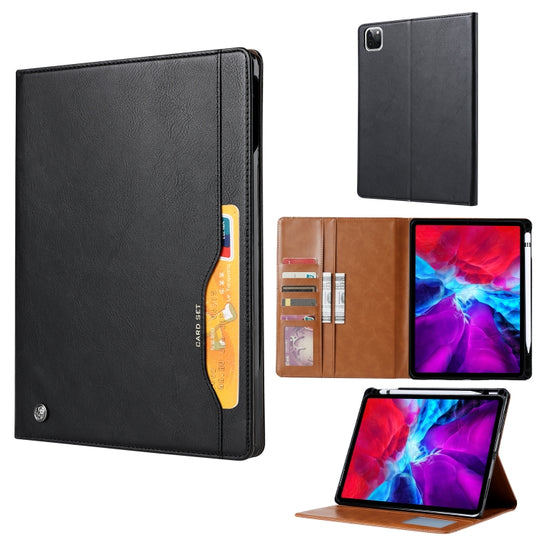 For iPad Air 13 2024 / iPad Pro 12.9 2022 / 2021 / 2010 Knead Skin Texture Horizontal Flip Leather Tablet Case with Photo Frame & Holder & Card Slots & Wallet(Black)