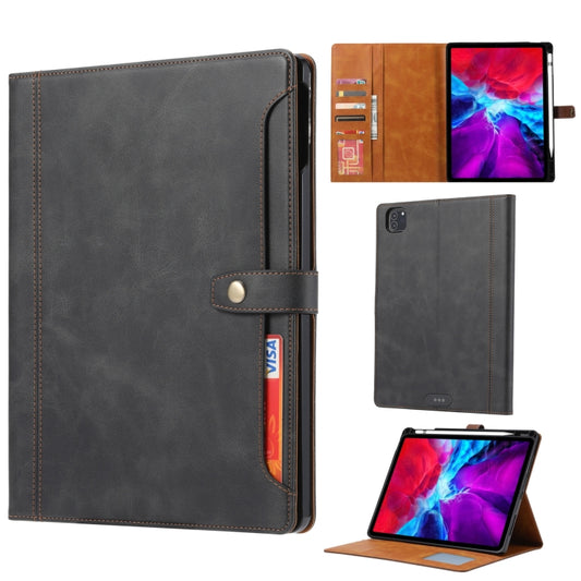 For iPad Pro 11 2022/2021/2020 Calf Texture Double Fold Clasp Horizontal Flip Leather Tablet Case with Photo Frame & Holder & Card Slots & Wallet(Black) - iPad Pro 11 (2022/2021) Cases by buy2fix | Online Shopping UK | buy2fix