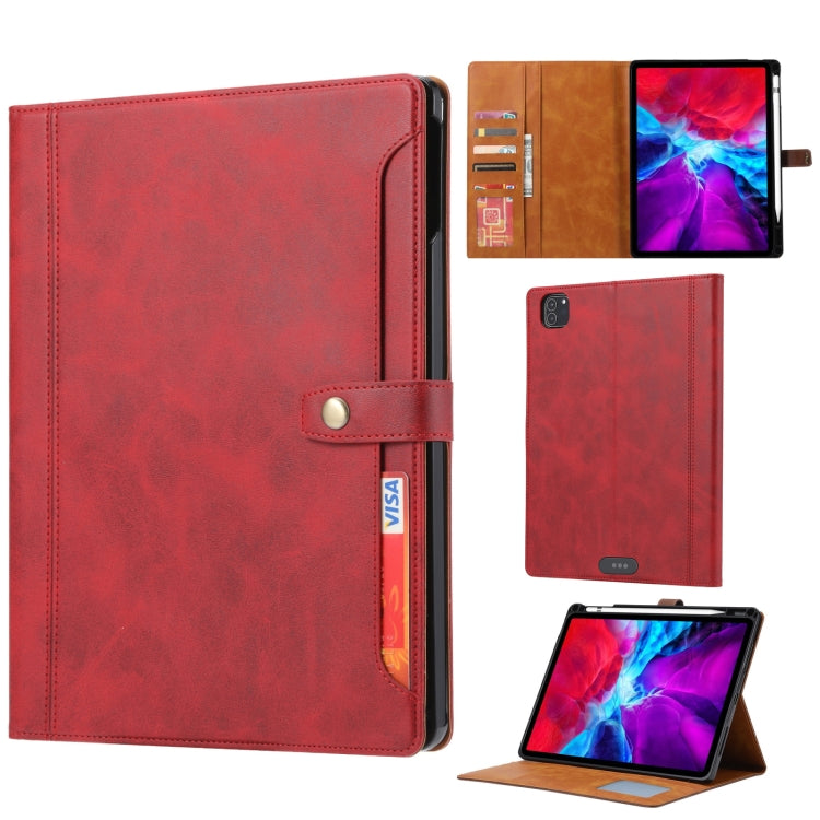 For iPad Pro 11 2022/2021/2020 Calf Texture Double Fold Clasp Horizontal Flip Leather Tablet Case with Photo Frame & Holder & Card Slots & Wallet(Red) - iPad Pro 11 (2022/2021) Cases by buy2fix | Online Shopping UK | buy2fix