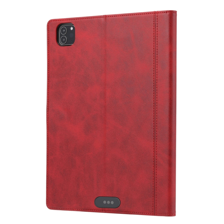 For iPad Pro 11 2022/2021/2020 Calf Texture Double Fold Clasp Horizontal Flip Leather Tablet Case with Photo Frame & Holder & Card Slots & Wallet(Red) - iPad Pro 11 (2022/2021) Cases by buy2fix | Online Shopping UK | buy2fix