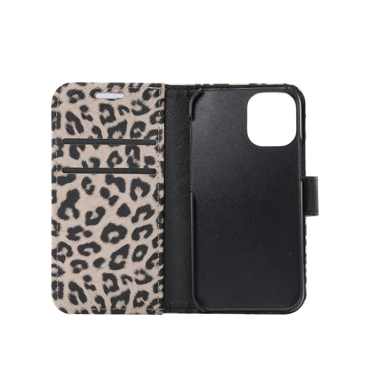 For iPhone 13 mini Leopard Pattern Horizontal Flip PC + PU Leather Case with Holder & Card Slots & Wallet (Brown) by buy2fix