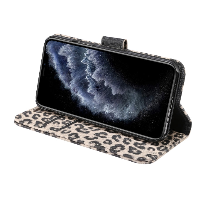 For iPhone 13 mini Leopard Pattern Horizontal Flip PC + PU Leather Case with Holder & Card Slots & Wallet (Brown) by buy2fix
