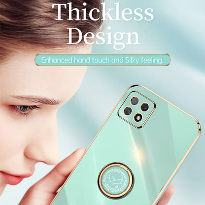 For OPPO A53 XINLI Straight Edge 6D Electroplate TPU Phone Case with Ring Holder(Pink) - OPPO Cases by XINLI | Online Shopping UK | buy2fix