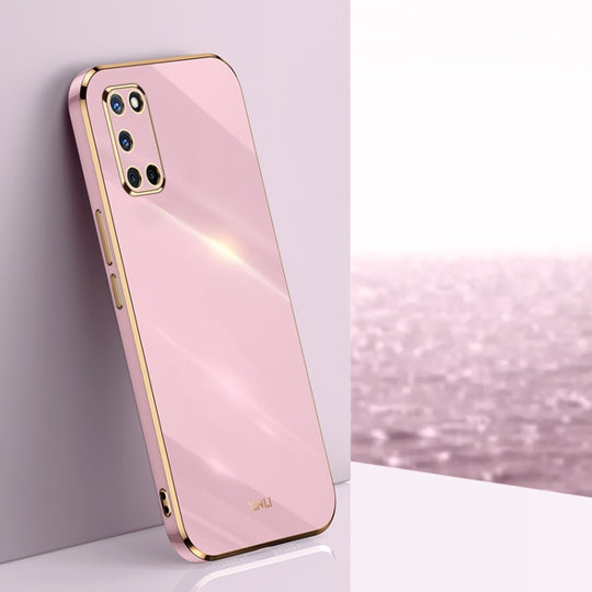 For OPPO A52 XINLI Straight Edge 6D Electroplate TPU Phone Case(Cherry Purple)