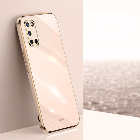 For OPPO A52 XINLI Straight Edge 6D Electroplate TPU Phone Case(Pink) - OPPO Cases by XINLI | Online Shopping UK | buy2fix