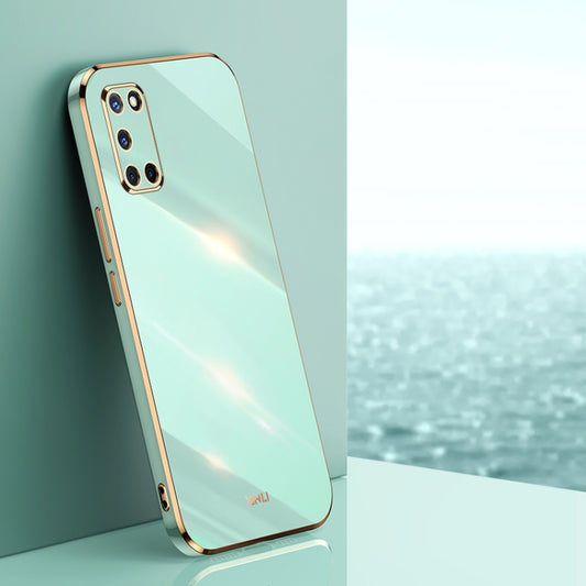 For OPPO A52 XINLI Straight Edge 6D Electroplate TPU Phone Case(Mint Green) - OPPO Cases by XINLI | Online Shopping UK | buy2fix