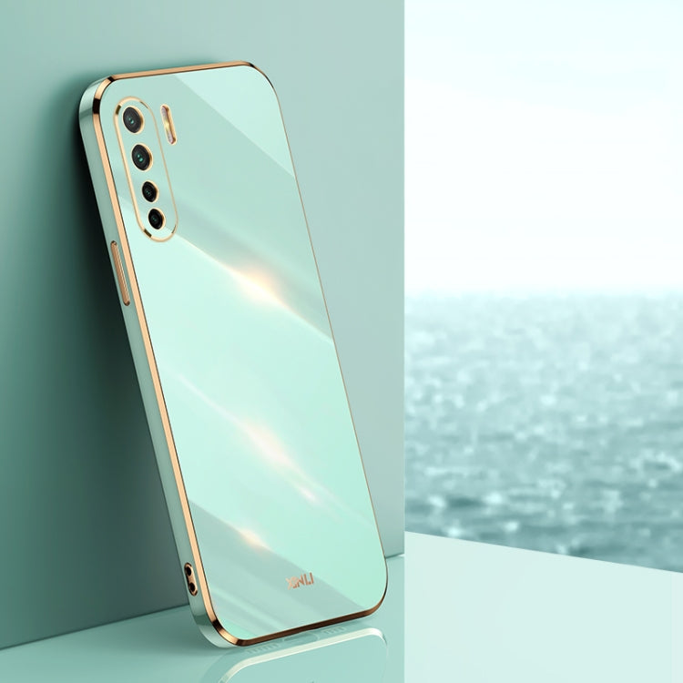 For OPPO A91 XINLI Straight Edge 6D Electroplate TPU Phone Case(Mint Green) - OPPO Cases by XINLI | Online Shopping UK | buy2fix