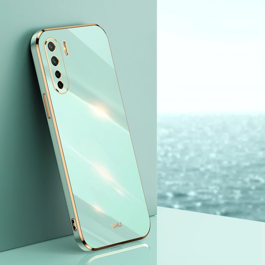 For OPPO A91 XINLI Straight Edge 6D Electroplate TPU Phone Case(Mint Green) - OPPO Cases by XINLI | Online Shopping UK | buy2fix