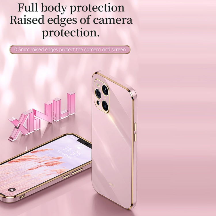 For OPPO Find X3 Pro XINLI Straight Edge 6D Electroplate TPU Phone Case(Pink) - OPPO Cases by XINLI | Online Shopping UK | buy2fix
