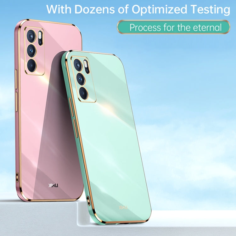 For OPPO Reno6 5G XINLI Straight Edge 6D Electroplate TPU Phone Case(Celestial Blue) - OPPO Cases by XINLI | Online Shopping UK | buy2fix