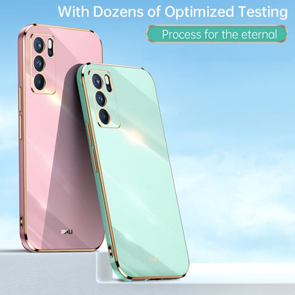 For OPPO Reno6 5G XINLI Straight Edge 6D Electroplate TPU Phone Case(Celestial Blue) - OPPO Cases by XINLI | Online Shopping UK | buy2fix