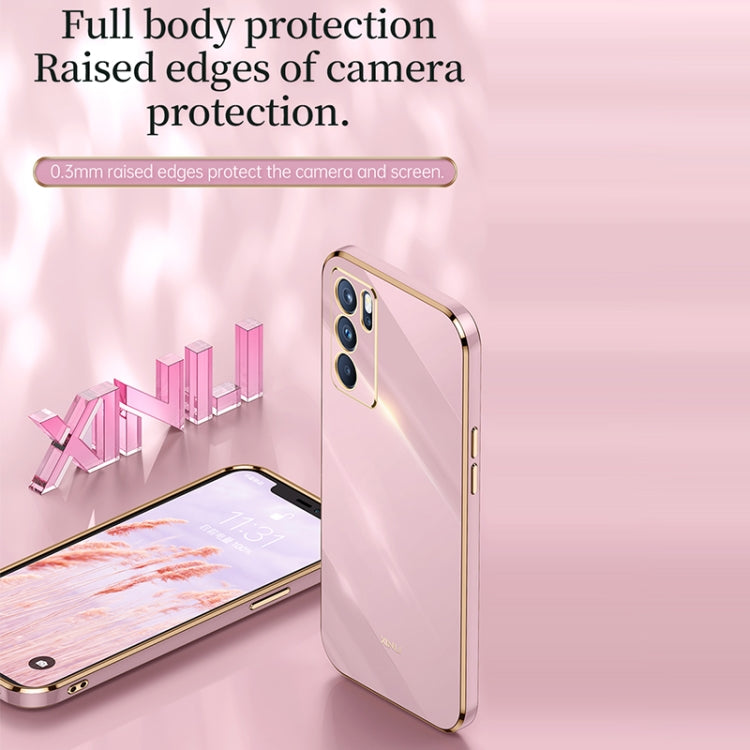 For OPPO Reno6 5G XINLI Straight Edge 6D Electroplate TPU Phone Case(Celestial Blue) - OPPO Cases by XINLI | Online Shopping UK | buy2fix