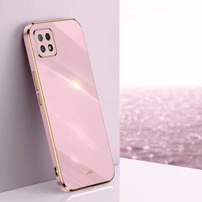 For OPPO A53 5G XINLI Straight Edge 6D Electroplate TPU Phone Case(Cherry Purple) - OPPO Cases by XINLI | Online Shopping UK | buy2fix
