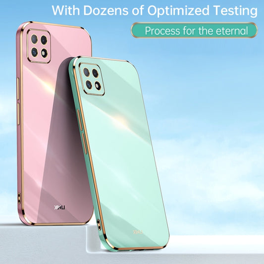 For OPPO A53 5G XINLI Straight Edge 6D Electroplate TPU Phone Case(Cherry Purple) - OPPO Cases by XINLI | Online Shopping UK | buy2fix
