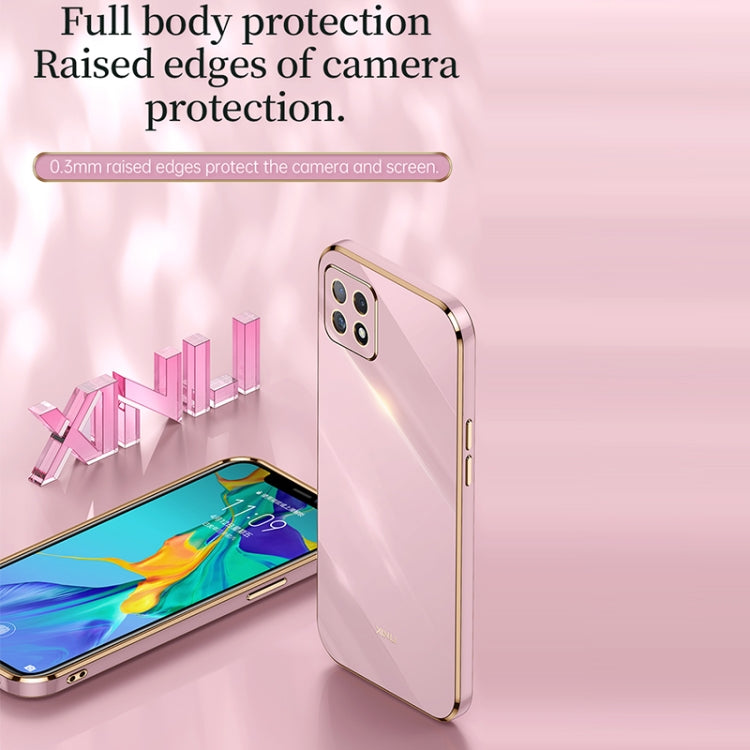 For OPPO A53 5G XINLI Straight Edge 6D Electroplate TPU Phone Case(Cherry Purple) - OPPO Cases by XINLI | Online Shopping UK | buy2fix