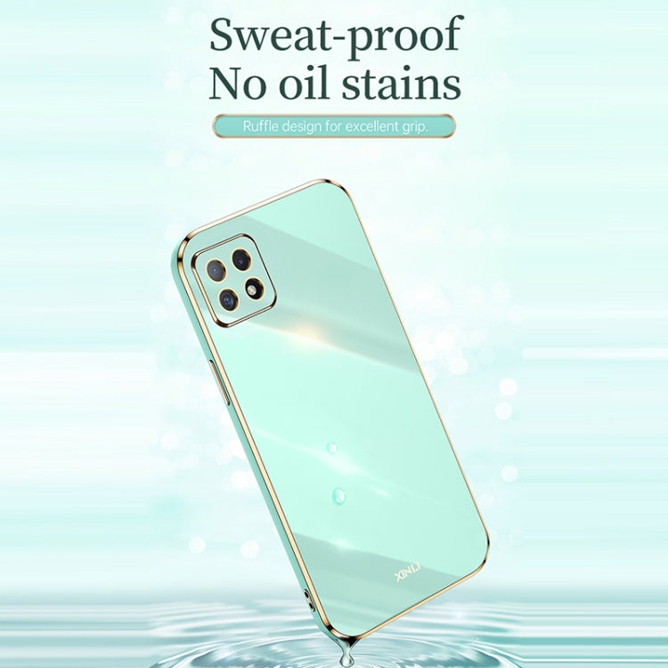 For OPPO A53 5G XINLI Straight Edge 6D Electroplate TPU Phone Case(Cherry Purple) - OPPO Cases by XINLI | Online Shopping UK | buy2fix