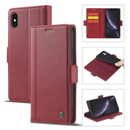 For iPhone X / XS LC.IMEEKE Magnetic Buckle PU + TPU Horizontal Flip Leather Case with Holder & Card Slots & Wallet(Red) - More iPhone Cases by LC.IMEEKE | Online Shopping UK | buy2fix