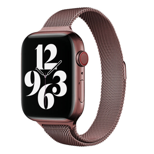 Milan Loopback Small Waist Watch Band For Apple Watch Series 9&8&7 41mm / SE 3&SE 2&6&SE&5&4 40mm / 3&2&1 38mm(Coffee) by buy2fix