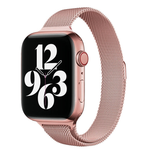 Milan Loopback Small Waist Watch Band For Apple Watch Series 9&8&7 41mm / SE 3&SE 2&6&SE&5&4 40mm / 3&2&1 38mm(Rose Gold) by buy2fix