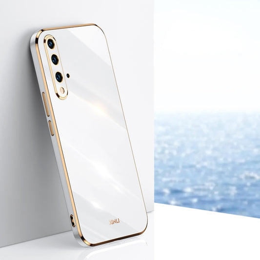For Honor 20 XINLI Straight Edge 6D Electroplate TPU Phone Case(White) - Honor Cases by XINLI | Online Shopping UK | buy2fix