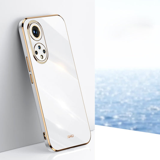For Honor 50 Pro XINLI Straight Edge 6D Electroplate TPU Phone Case(White) - Honor Cases by XINLI | Online Shopping UK | buy2fix