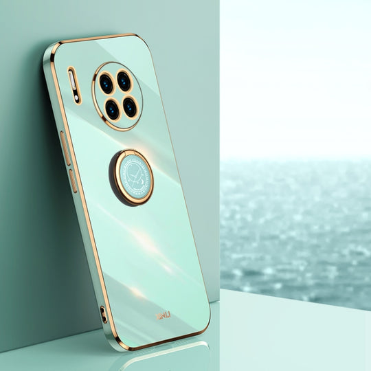 For Huawei Mate 30 XINLI Straight Edge 6D Electroplate TPU Phone Case with Ring Holder(Mint Green)