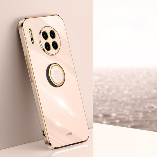 For Huawei Mate 30 Pro XINLI Straight Edge 6D Electroplate TPU Phone Case with Ring Holder(Pink)