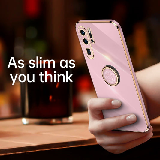 For Huawei P30 Pro XINLI Straight Edge 6D Electroplate TPU Phone Case with Ring Holder(Black) - Huawei Cases by XINLI | Online Shopping UK | buy2fix