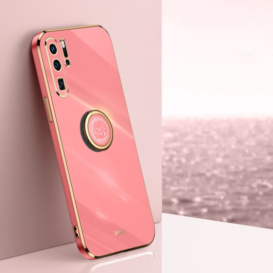 For Huawei P30 Pro XINLI Straight Edge 6D Electroplate TPU Phone Case with Ring Holder(Hawthorn Red) - Huawei Cases by XINLI | Online Shopping UK | buy2fix