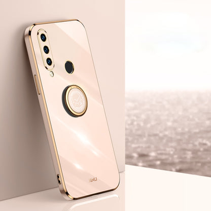 For Huawei P30 Lite XINLI Straight Edge 6D Electroplate TPU Phone Case with Ring Holder(Pink) - Huawei Cases by XINLI | Online Shopping UK | buy2fix