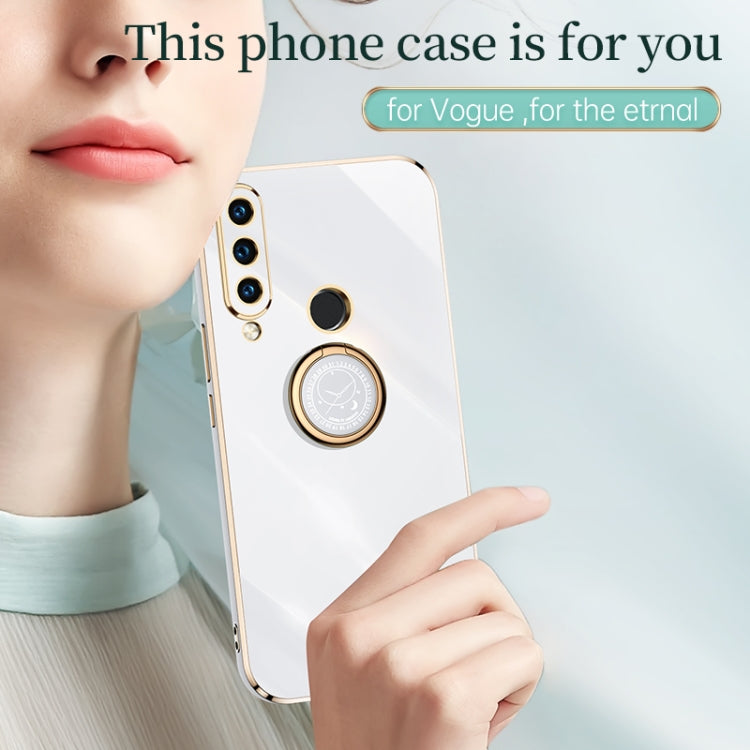 For Huawei P30 Lite XINLI Straight Edge 6D Electroplate TPU Phone Case with Ring Holder(Pink) - Huawei Cases by XINLI | Online Shopping UK | buy2fix
